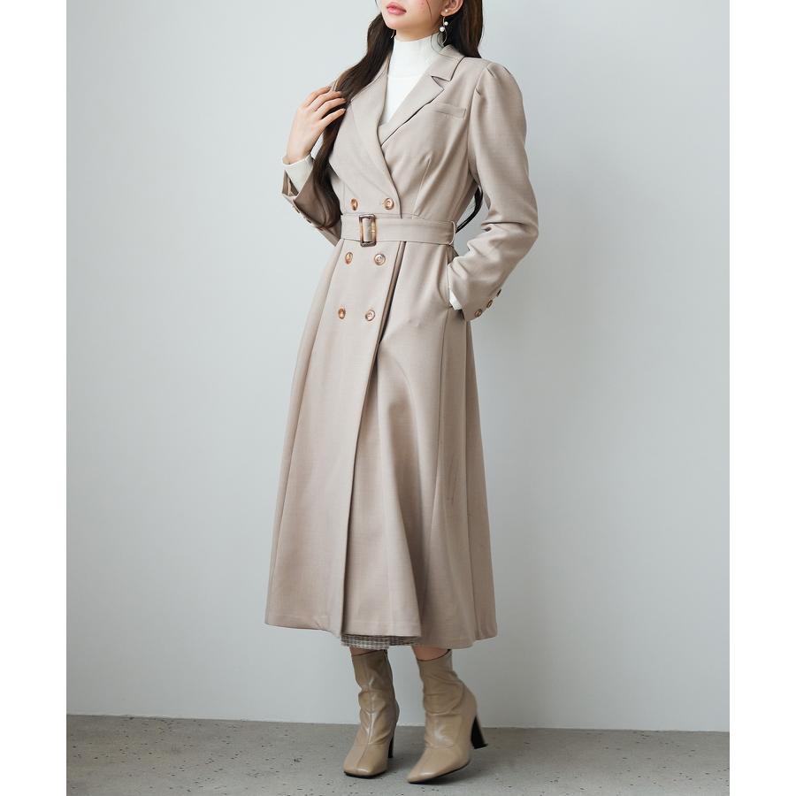 コート アウター レディース トレンチコート ロングコート ダブルブレスト テーラードカラー 共ベルト付き パワーショルダー タック入り 裏地付き バ |  | 05