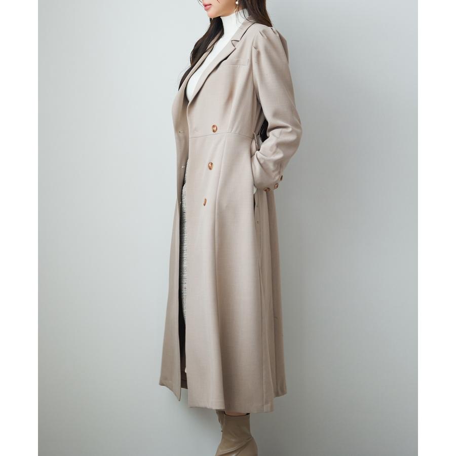 コート アウター レディース トレンチコート ロングコート ダブルブレスト テーラードカラー 共ベルト付き パワーショルダー タック入り 裏地付き バ |  | 06