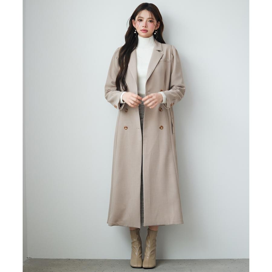 コート アウター レディース トレンチコート ロングコート ダブルブレスト テーラードカラー 共ベルト付き パワーショルダー タック入り 裏地付き バ |  | 08