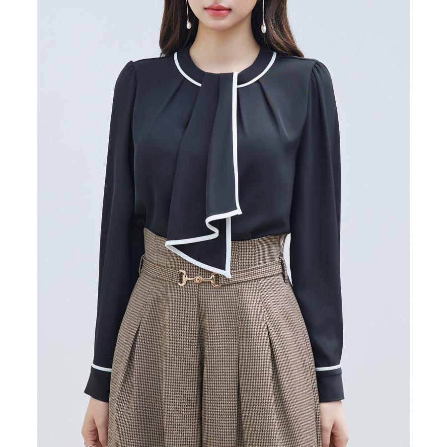 ブラウス レディース トップス プルオーバー フロントタックブラウス ボウタイブラウス 2way モックネック クルーネック 長袖 オフィスカジュアル |  | 15