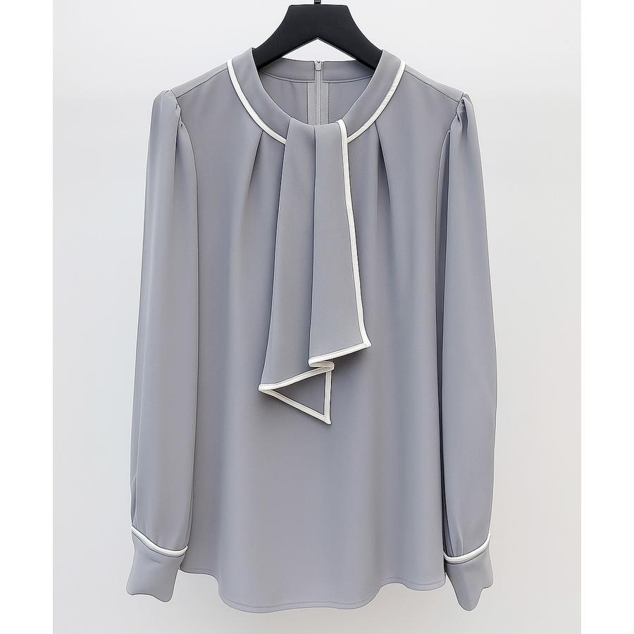 ブラウス レディース トップス プルオーバー フロントタックブラウス ボウタイブラウス 2way モックネック クルーネック 長袖 オフィスカジュアル |  | 02