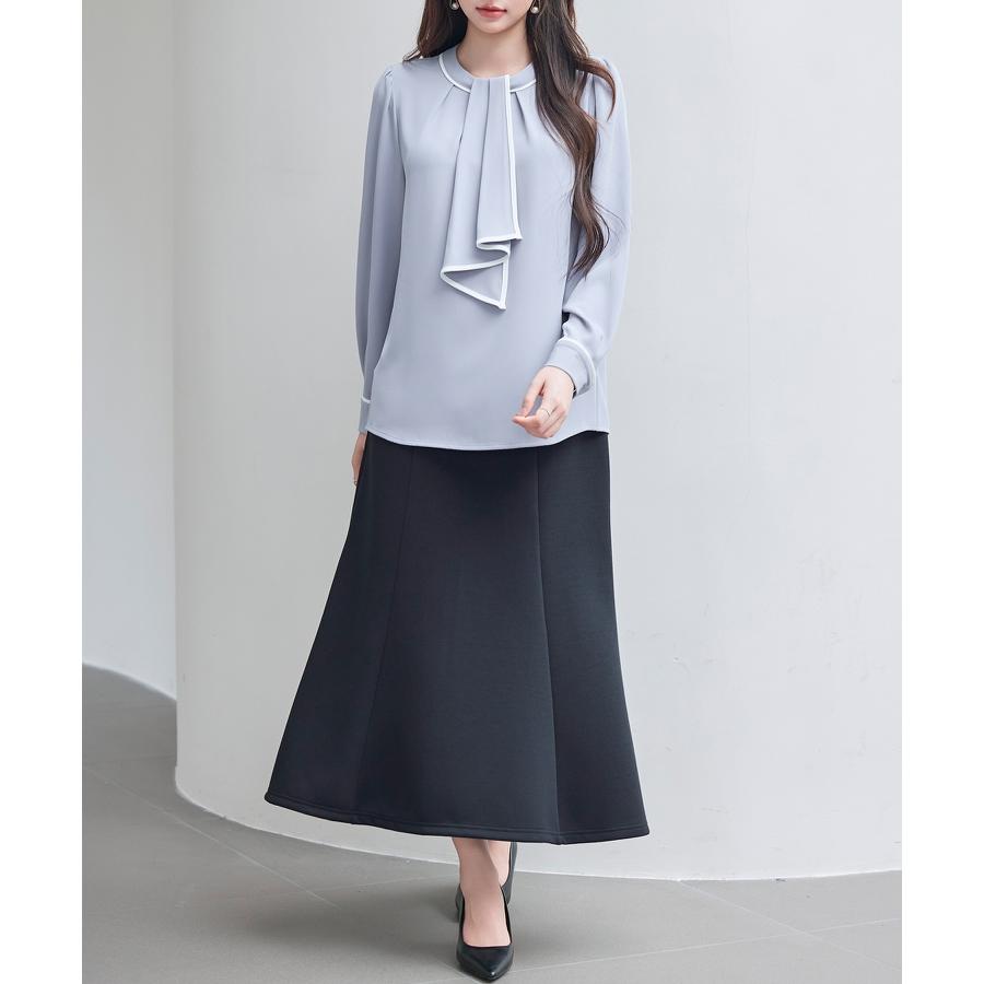 ブラウス レディース トップス プルオーバー フロントタックブラウス ボウタイブラウス 2way モックネック クルーネック 長袖 オフィスカジュアル |  | 06