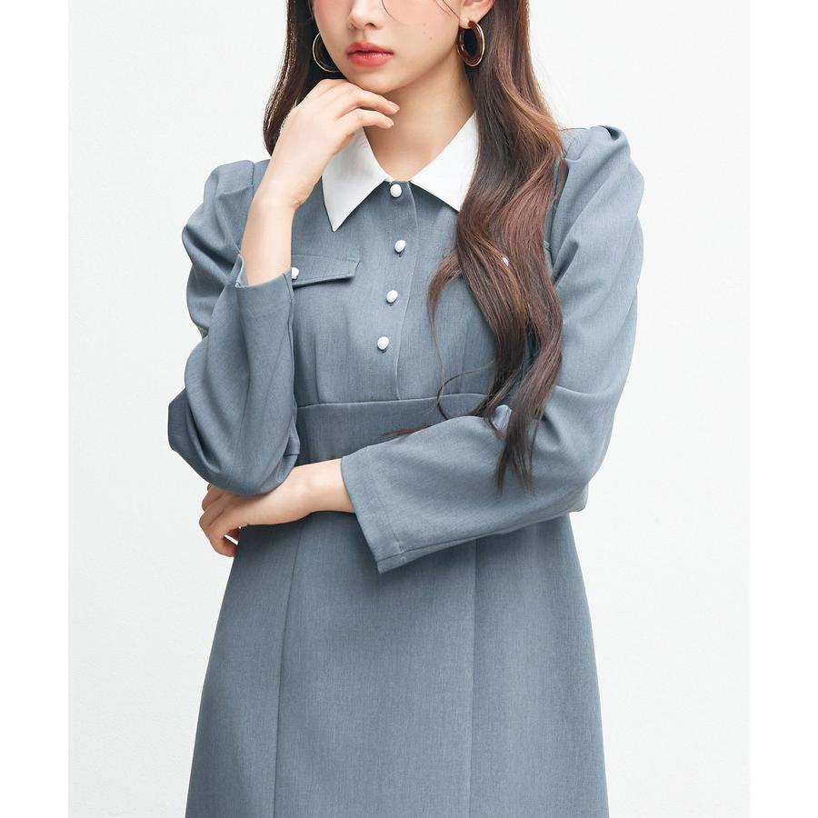 ワンピース ロングワンピース レディース マーメイドシルエット 襟付き ウエスト切り替え ハイウエスト ドッキング ゴムシャーリング フラップ飾り パ |  | 16