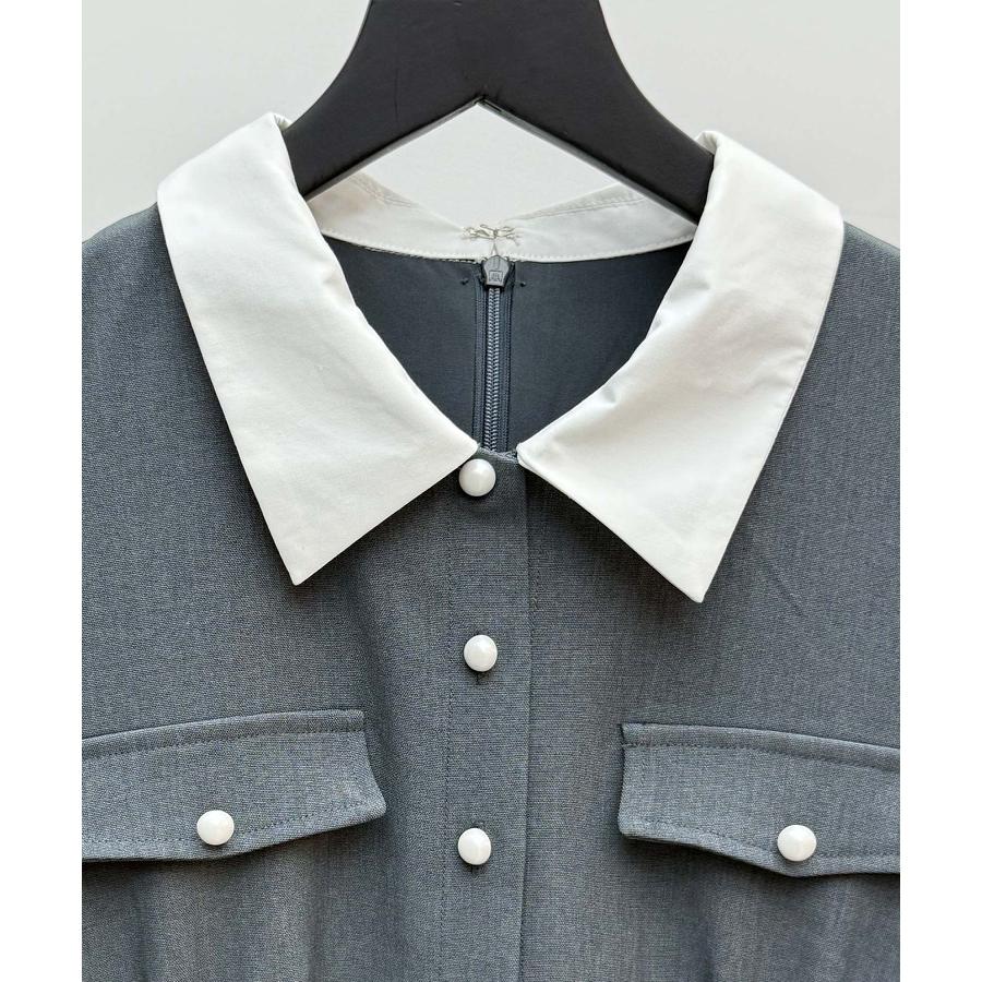 ワンピース ロングワンピース レディース マーメイドシルエット 襟付き ウエスト切り替え ハイウエスト ドッキング ゴムシャーリング フラップ飾り パ |  | 17