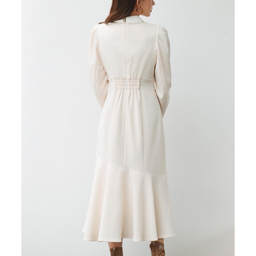 ワンピース ロングワンピース レディース マーメイドシルエット 襟付き ウエスト切り替え ハイウエスト ドッキング ゴムシャーリング フラップ飾り パ |  | 07