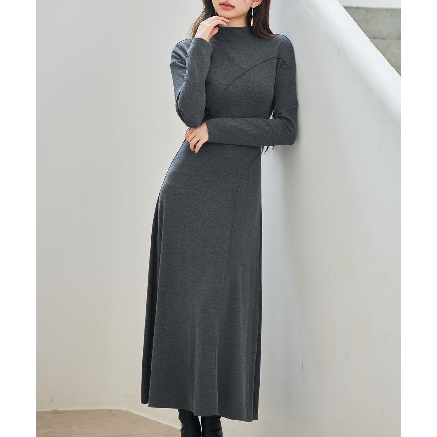 ワンピース ロングワンピース カットソーワンピース フレアワンピース 長袖 ボトルネック プチハイネック オフィスカジュアル カジュアルワンピース S |  | 06