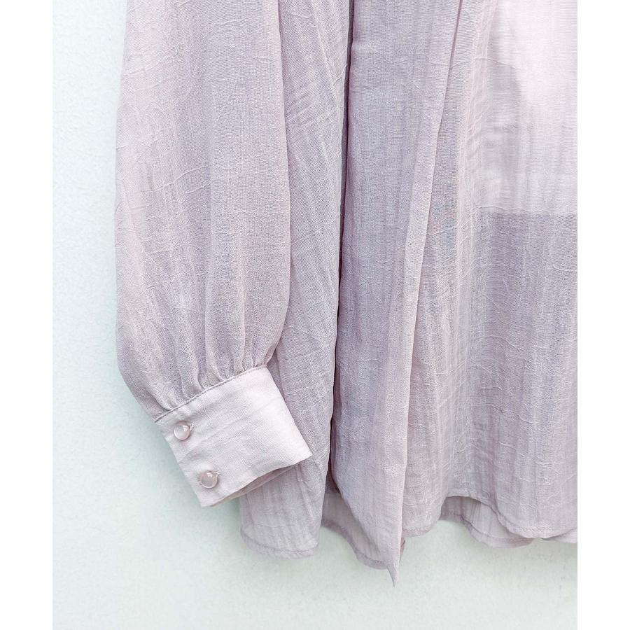 ブラウス レディース トップス シアー素材 シアー加工シフォン生地 透け感 肌見せ レイヤード カップ付きインナー ロング丈 2way ボウタイ ラグ |  | 17