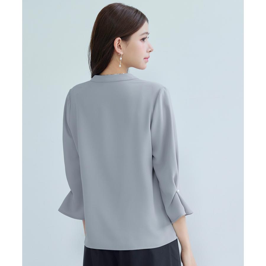 レディース ブラウス シャツ トップス オフィスカジュアル 通勤 七分袖 長袖 ツイル生地 スキッパーネック フェミニン きれいめ ギャザー ギャザー |  | 10