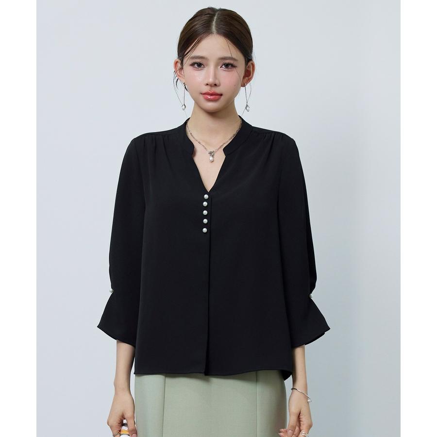 レディース ブラウス シャツ トップス オフィスカジュアル 通勤 七分袖 長袖 ツイル生地 スキッパーネック フェミニン きれいめ ギャザー ギャザー |  | 12