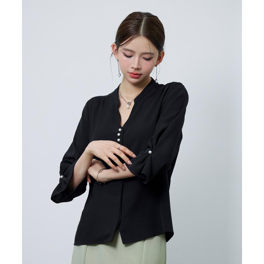 レディース ブラウス シャツ トップス オフィスカジュアル 通勤 七分袖 長袖 ツイル生地 スキッパーネック フェミニン きれいめ ギャザー ギャザー |  | 13