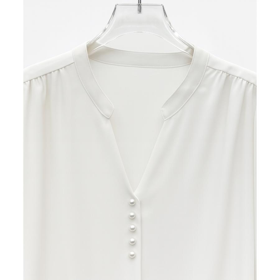 レディース ブラウス シャツ トップス オフィスカジュアル 通勤 七分袖 長袖 ツイル生地 スキッパーネック フェミニン きれいめ ギャザー ギャザー |  | 17