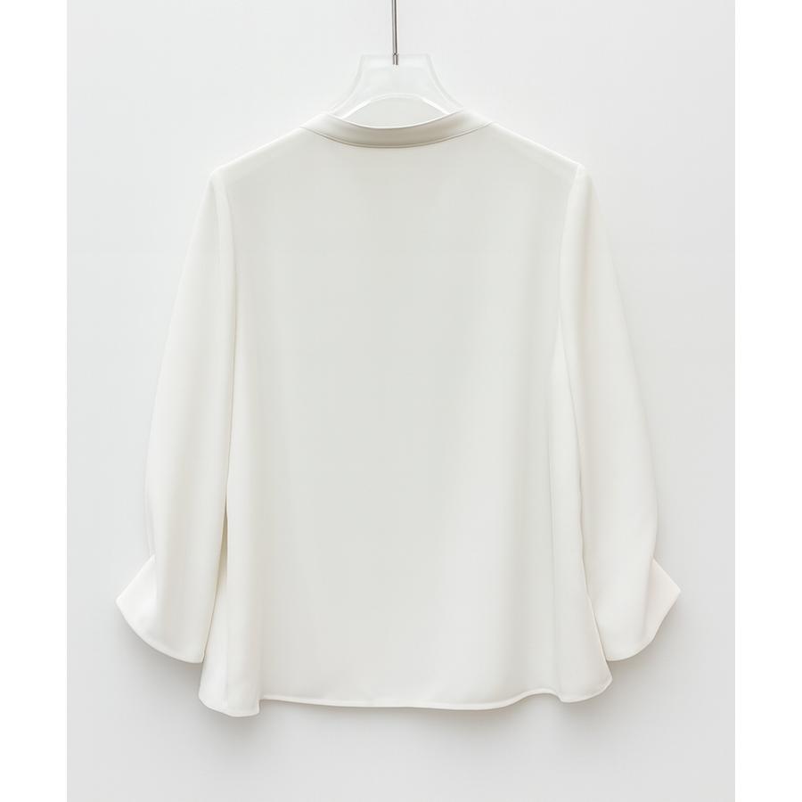 レディース ブラウス シャツ トップス オフィスカジュアル 通勤 七分袖 長袖 ツイル生地 スキッパーネック フェミニン きれいめ ギャザー ギャザー |  | 02