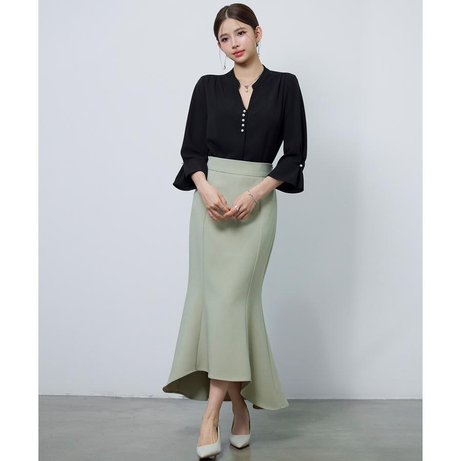 スカート ロングスカート ミモレ丈 マキシ丈 ロング丈 タイトスカート マーメイド タイトフレア タイトフレアスカート 裾フリル 前後差 ツイル地 バ |  | 07