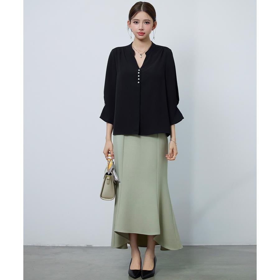 スカート ロングスカート ミモレ丈 マキシ丈 ロング丈 タイトスカート マーメイド タイトフレア タイトフレアスカート 裾フリル 前後差 ツイル地 バ |  | 08