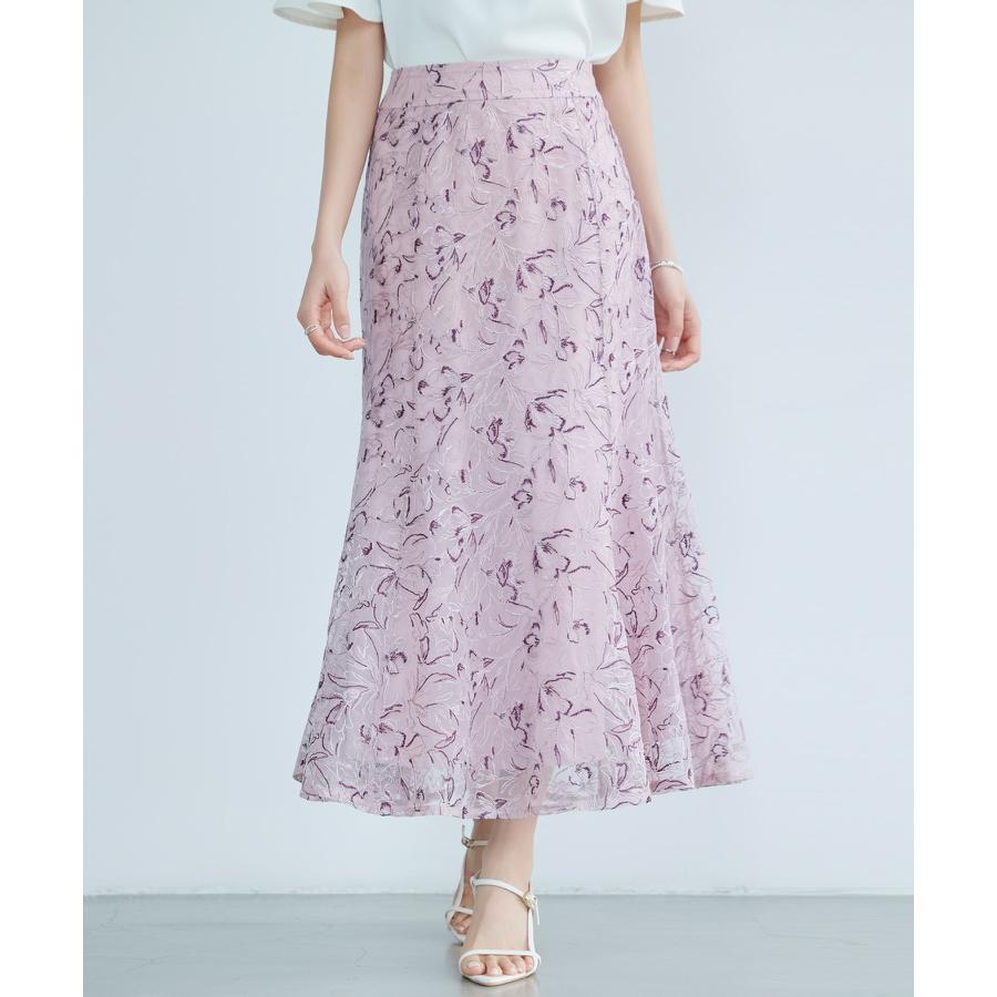 スカート レディース フレアスカート ハイウエスト 刺繍レース生地 裏地ありバックゴム仕様 着痩せ効果 脚長効果 入学式 卒業式 通勤 きれいめ フェ |  | 11