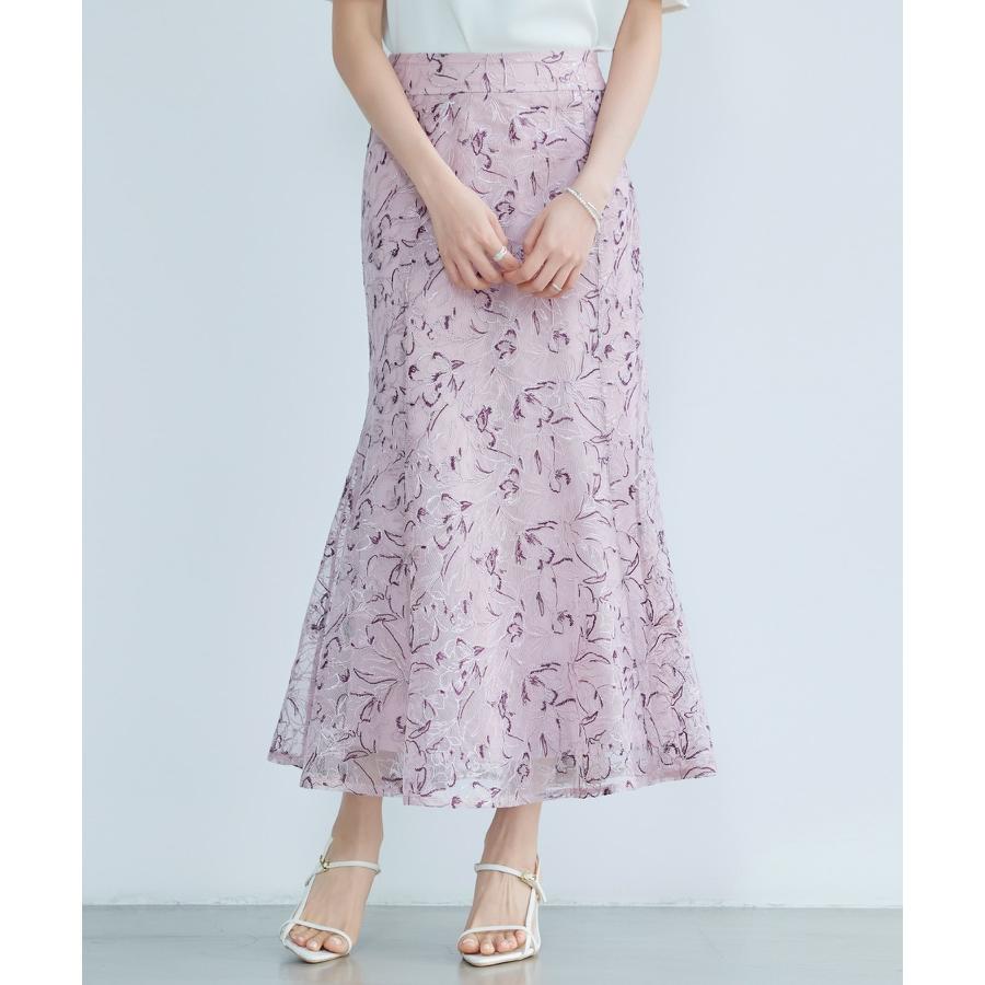 スカート レディース フレアスカート ハイウエスト 刺繍レース生地 裏地ありバックゴム仕様 着痩せ効果 脚長効果 入学式 卒業式 通勤 きれいめ フェ |  | 13