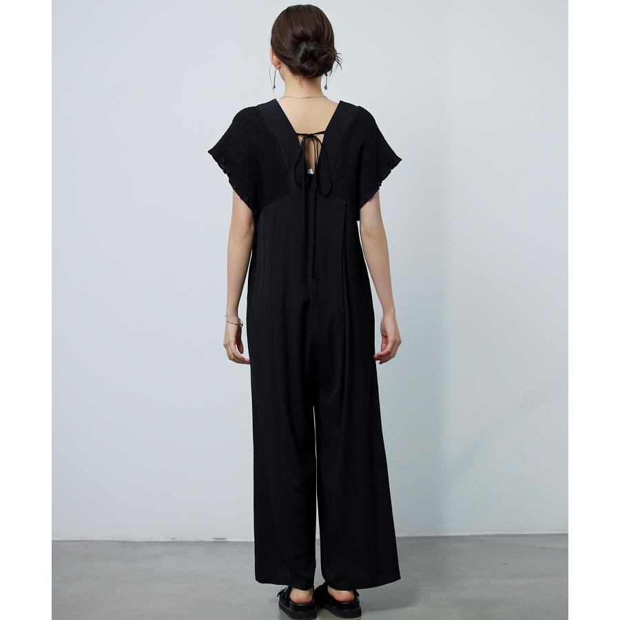 ロンパース サロペット レディース ワイドシルエット フレンチスリーブ 深Vネック ゆったり リラックス バスト切り替え 着痩せ 体型カバー バックリ |  | 14