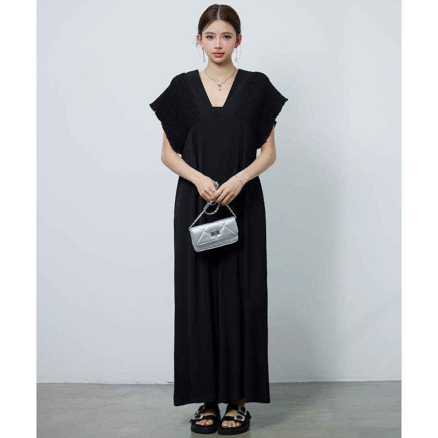 ロンパース サロペット レディース ワイドシルエット フレンチスリーブ 深Vネック ゆったり リラックス バスト切り替え 着痩せ 体型カバー バックリ |  | 15