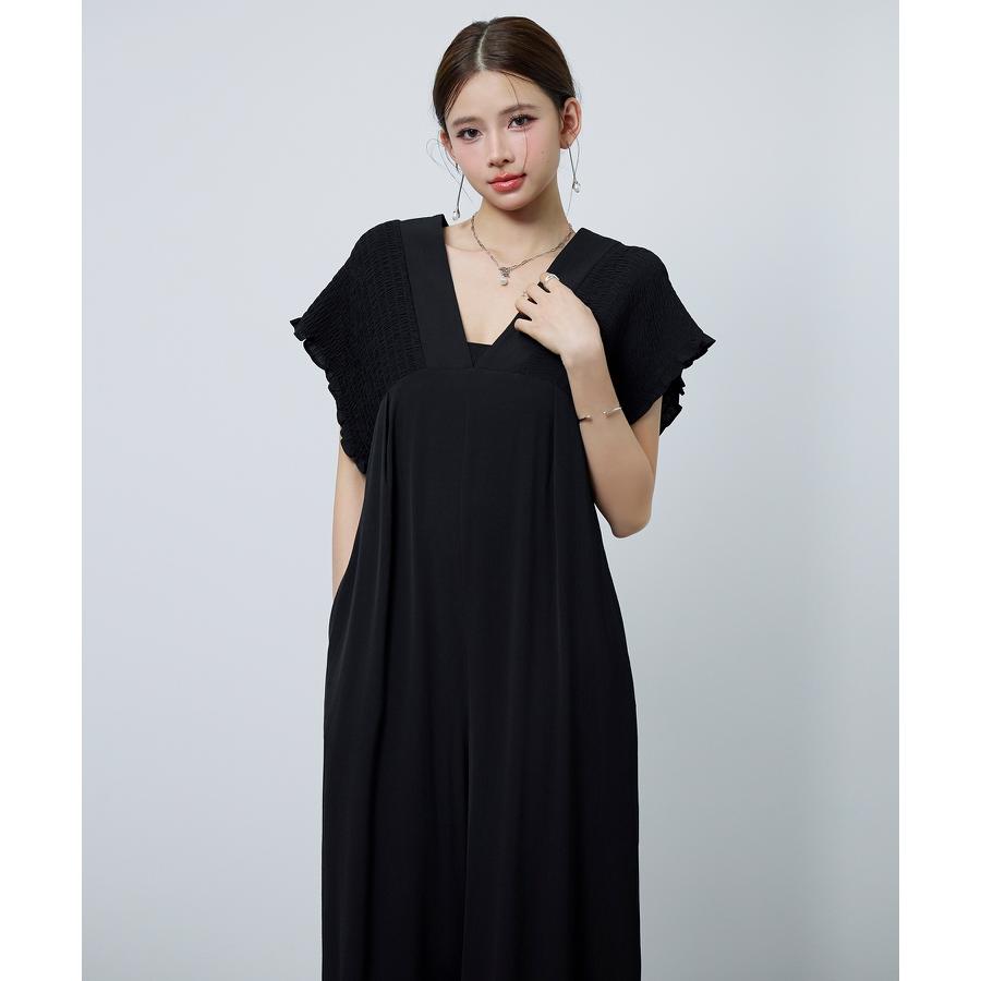 ロンパース サロペット レディース ワイドシルエット フレンチスリーブ 深Vネック ゆったり リラックス バスト切り替え 着痩せ 体型カバー バックリ |  | 16