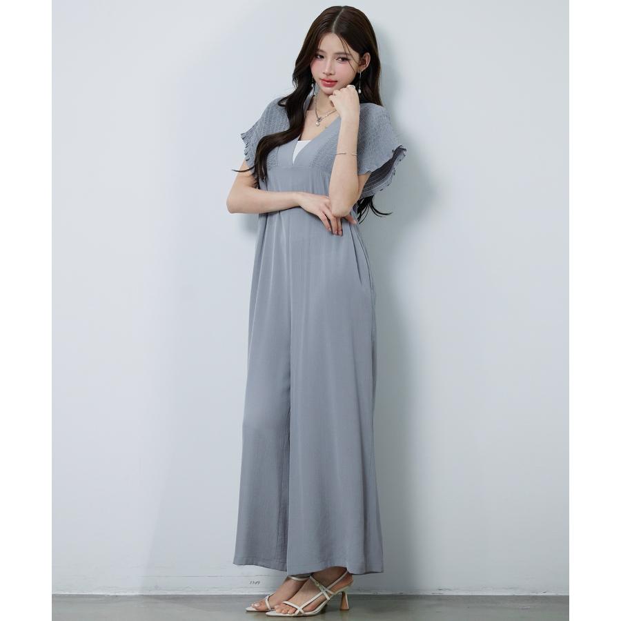 ロンパース サロペット レディース ワイドシルエット フレンチスリーブ 深Vネック ゆったり リラックス バスト切り替え 着痩せ 体型カバー バックリ |  | 07