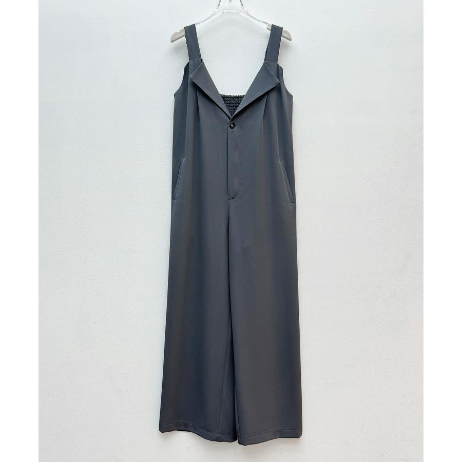 サロペット レディース ボトムス 折り返しデザイン ゆったりシルエット ワイドボトムス バックウエストシャーリング ポケット付き 入学式 太め肩紐 調 |  | 02