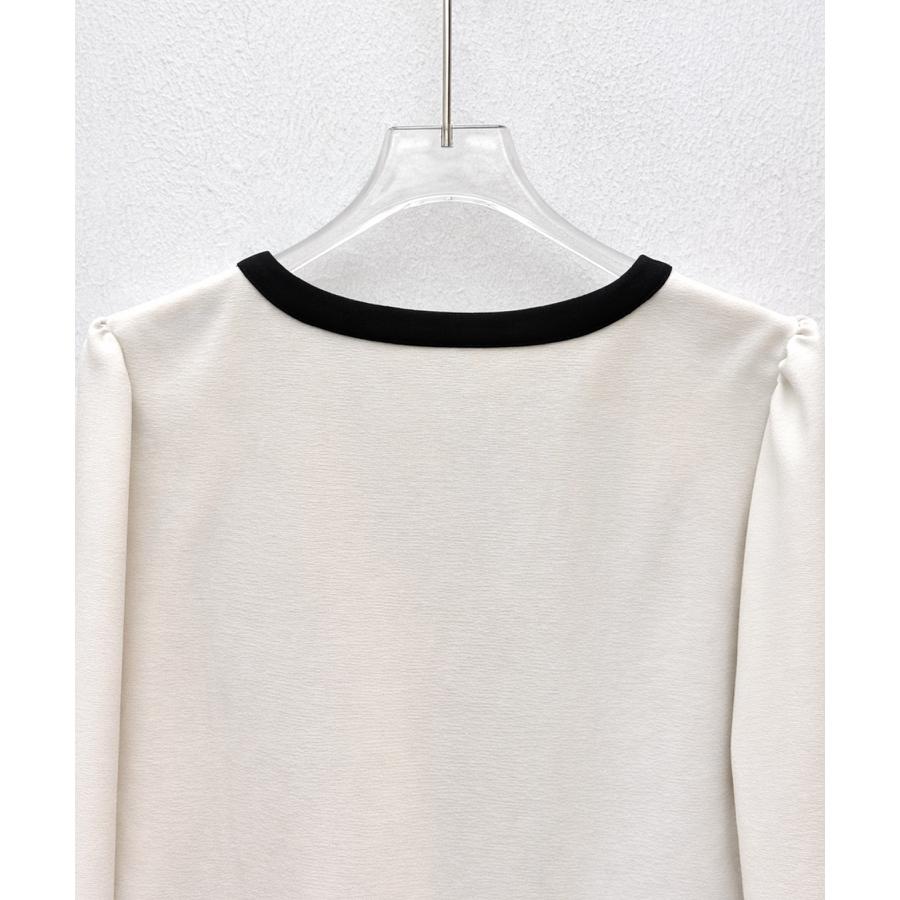 ブラウス レディース トップス ノーカラー ラウンドネック クルーネック バイカラー 長袖 ギャザースリーブ フロントタック オフィスカジュアル きれ |  | 19