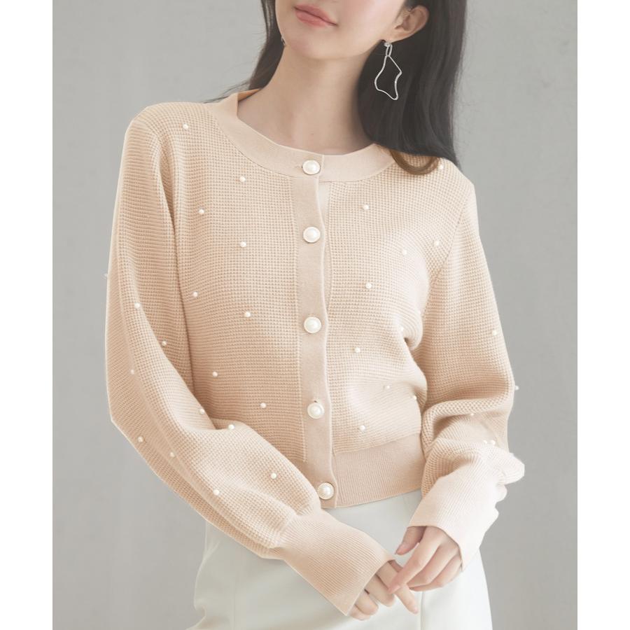 レディース ワンピース に 合う カーディガン プルオーバー クルーネック 韓国 ファッション ショート丈 パールボタン 長袖 オフィス かわいい き |  | 14