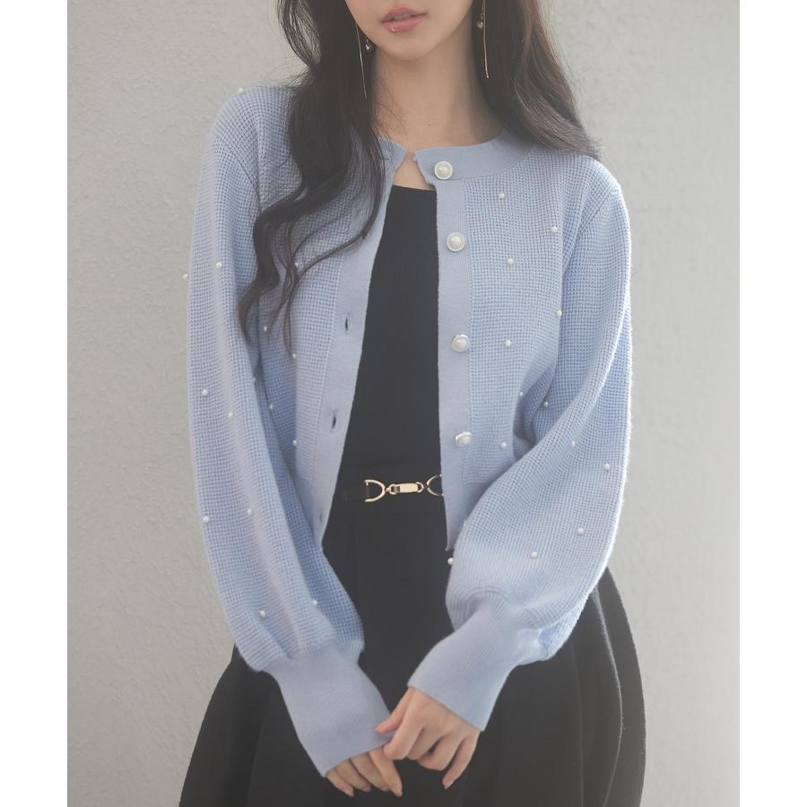 レディース ワンピース に 合う カーディガン プルオーバー クルーネック 韓国 ファッション ショート丈 パールボタン 長袖 オフィス かわいい き |  | 15