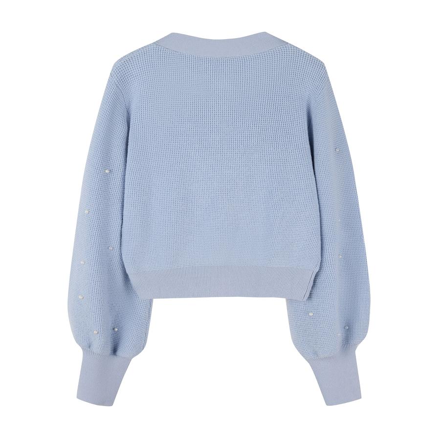 レディース ワンピース に 合う カーディガン プルオーバー クルーネック 韓国 ファッション ショート丈 パールボタン 長袖 オフィス かわいい き |  | 03