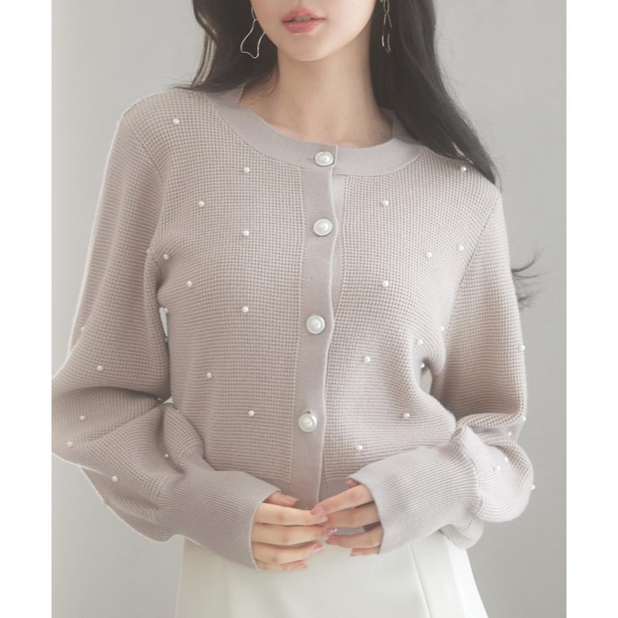 レディース ワンピース に 合う カーディガン プルオーバー クルーネック 韓国 ファッション ショート丈 パールボタン 長袖 オフィス かわいい き |  | 04