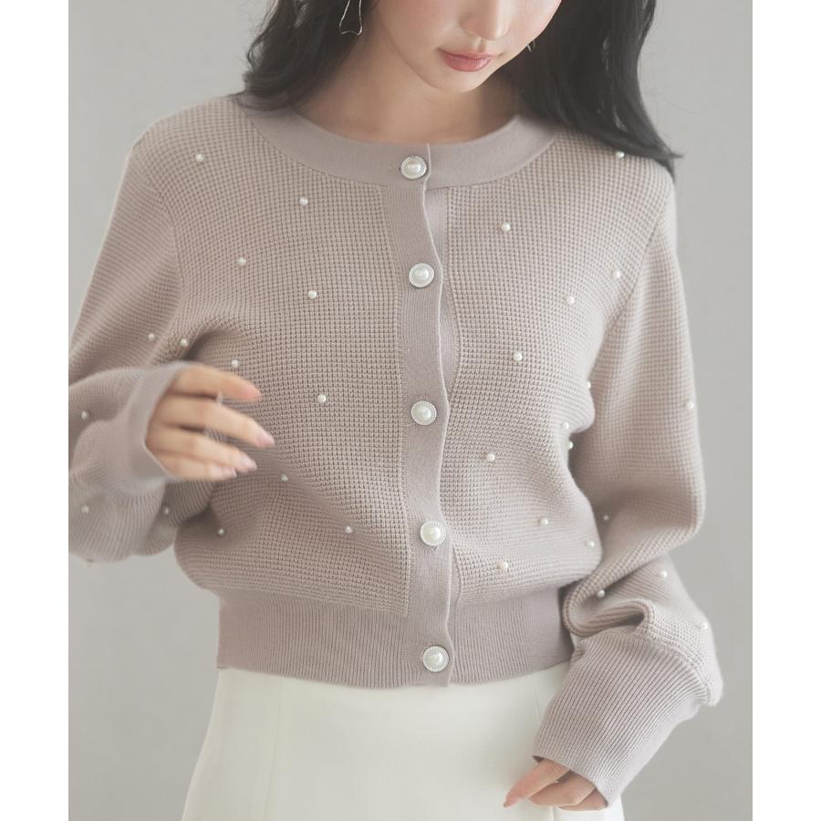 レディース ワンピース に 合う カーディガン プルオーバー クルーネック 韓国 ファッション ショート丈 パールボタン 長袖 オフィス かわいい き |  | 05