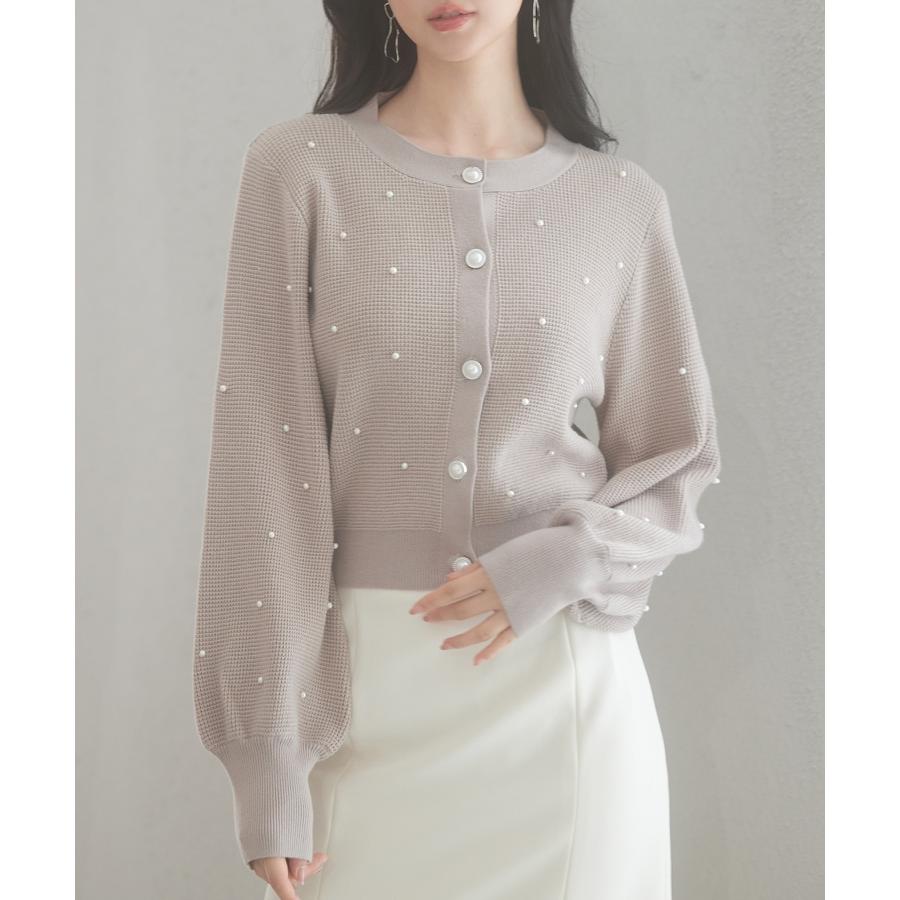 レディース ワンピース に 合う カーディガン プルオーバー クルーネック 韓国 ファッション ショート丈 パールボタン 長袖 オフィス かわいい き |  | 06