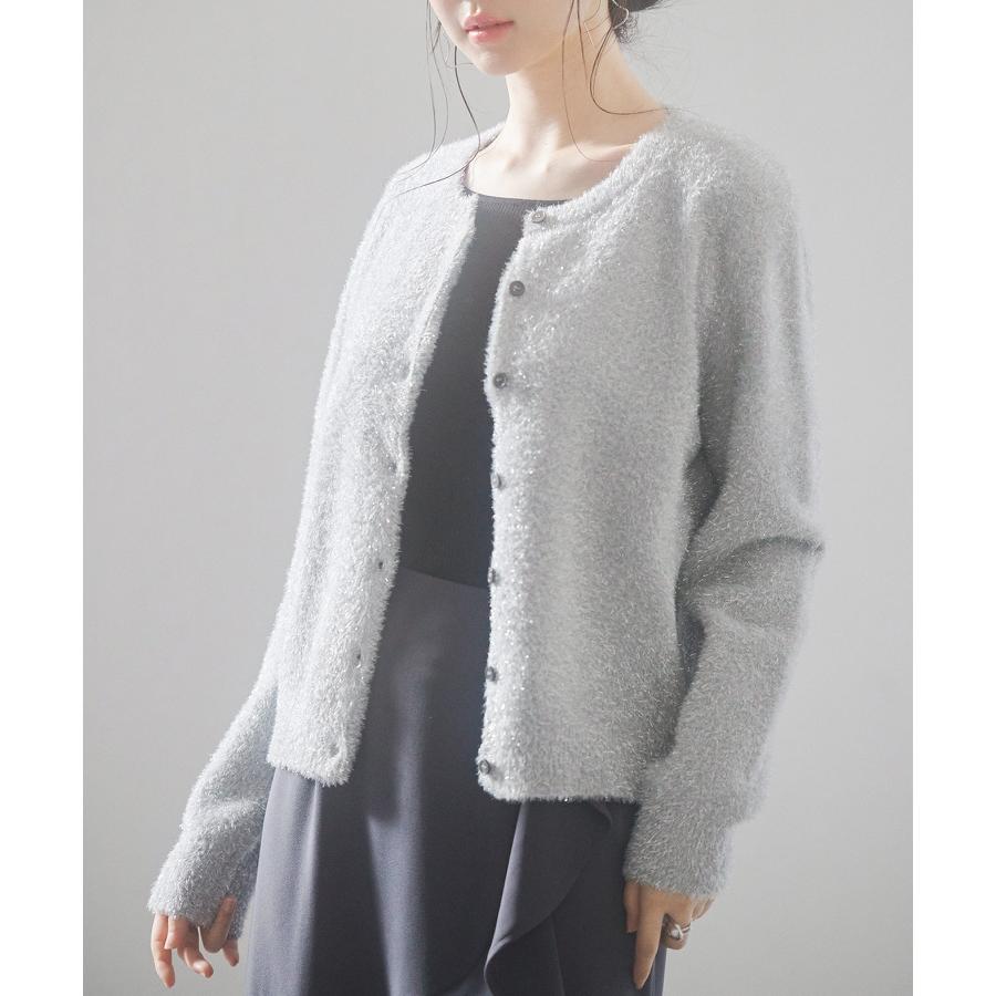 カーディガン レディース ニット トップス ニットカーデ 羽織り プルオーバー クルーネック 丸首 ラメ入り ふわふわ キラキラ ショート丈 長袖 ト |  | 11