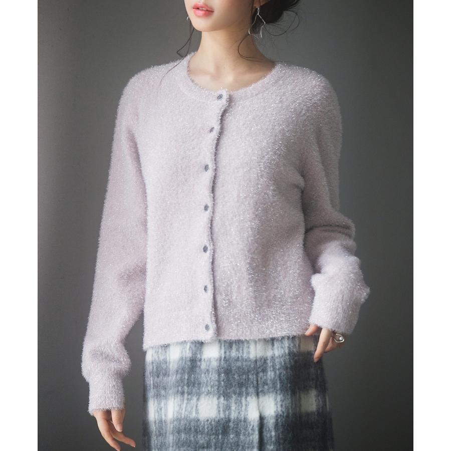 カーディガン レディース ニット トップス ニットカーデ 羽織り プルオーバー クルーネック 丸首 ラメ入り ふわふわ キラキラ ショート丈 長袖 ト |  | 14