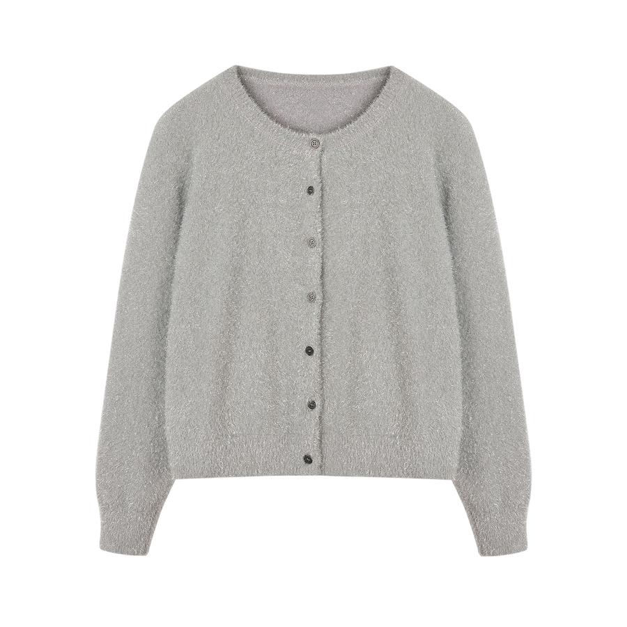 カーディガン レディース ニット トップス ニットカーデ 羽織り プルオーバー クルーネック 丸首 ラメ入り ふわふわ キラキラ ショート丈 長袖 ト |  | 02