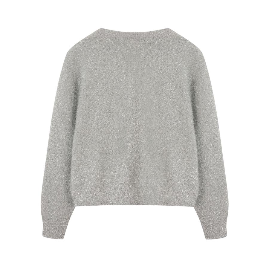 カーディガン レディース ニット トップス ニットカーデ 羽織り プルオーバー クルーネック 丸首 ラメ入り ふわふわ キラキラ ショート丈 長袖 ト |  | 03