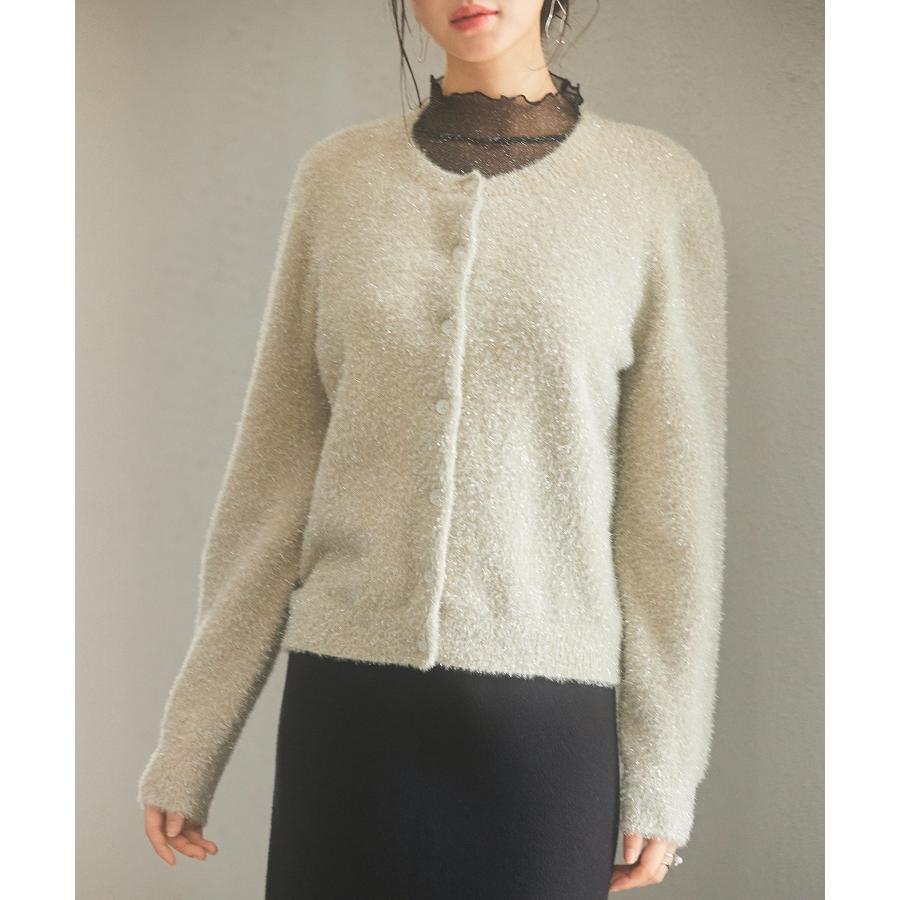 カーディガン レディース ニット トップス ニットカーデ 羽織り プルオーバー クルーネック 丸首 ラメ入り ふわふわ キラキラ ショート丈 長袖 ト |  | 06