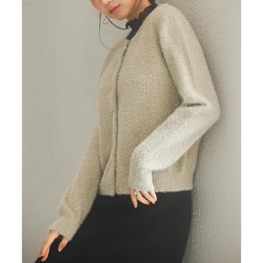 カーディガン レディース ニット トップス ニットカーデ 羽織り プルオーバー クルーネック 丸首 ラメ入り ふわふわ キラキラ ショート丈 長袖 ト |  | 07