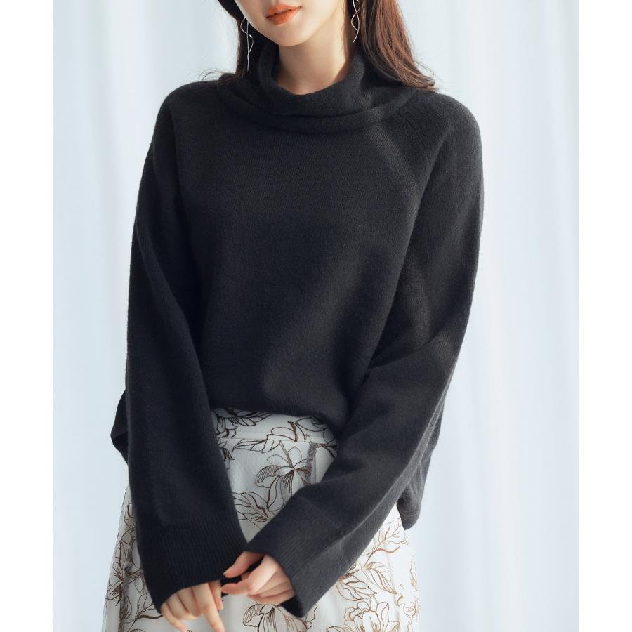 ハイネック ニット ラグランスリーブ セーター オフタートル プル