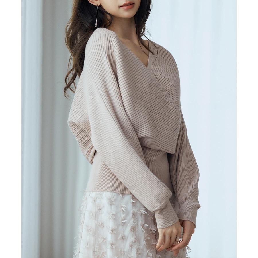 ニット レディース トップス カシュクール ドルマンスリーブ 二の腕