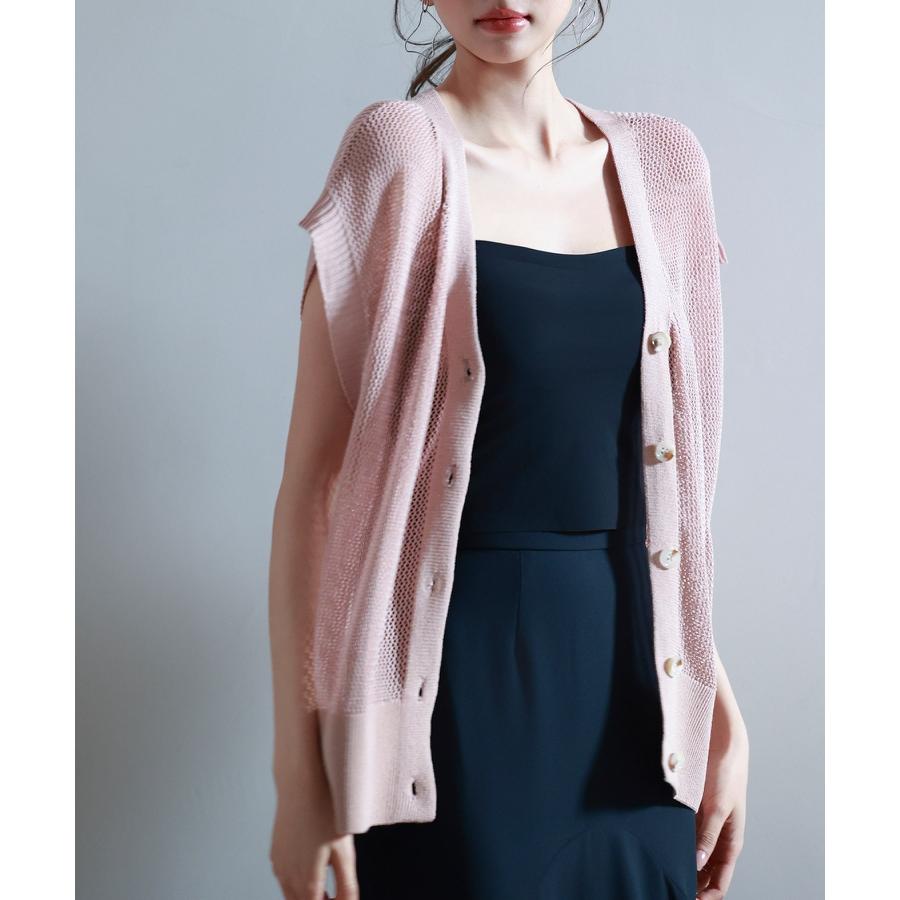 トップス レディース カーディガン ニットカーデ 透かし編み 4way 前後2way ゆったり フレンチスリーブ ドルマンスリーブ Vネック  クルー |  | 09