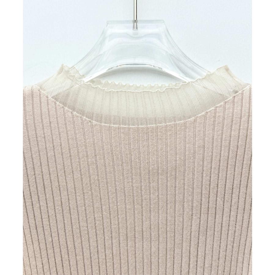 トップス レディース ニット 長袖 リブニット 異素材 シアードッキング オフネック プチハイネック フィット感 ストレッチ やや厚手 シアー 透け感 |  | 17