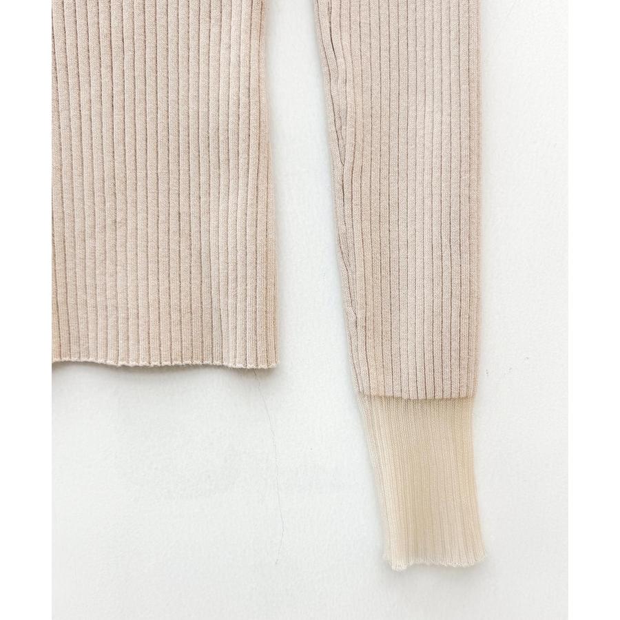 トップス レディース ニット 長袖 リブニット 異素材 シアードッキング オフネック プチハイネック フィット感 ストレッチ やや厚手 シアー 透け感 |  | 18