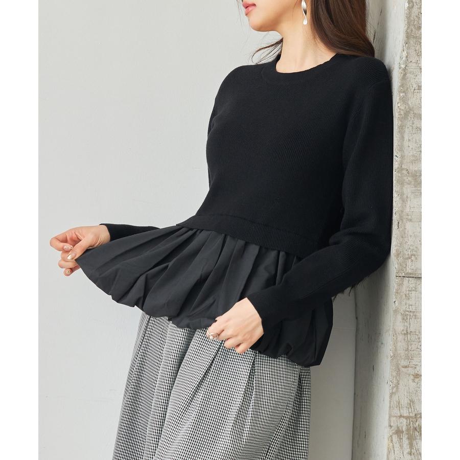 ニットトップス レディース ニット セーター プルオーバー 春 秋 冬 秋冬 ペプラム 異素材ドッキング 裾切り替え 裾フリル 長袖 ドロップショルダ |  | 14