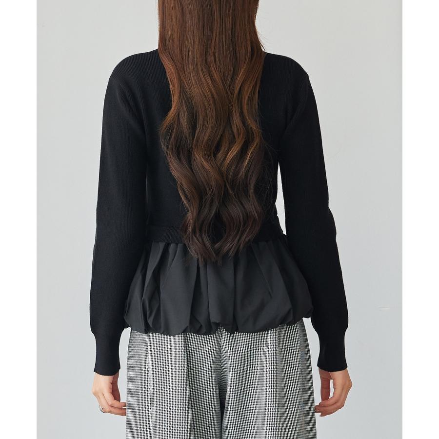 ニットトップス レディース ニット セーター プルオーバー 春 秋 冬 秋冬 ペプラム 異素材ドッキング 裾切り替え 裾フリル 長袖 ドロップショルダ |  | 15