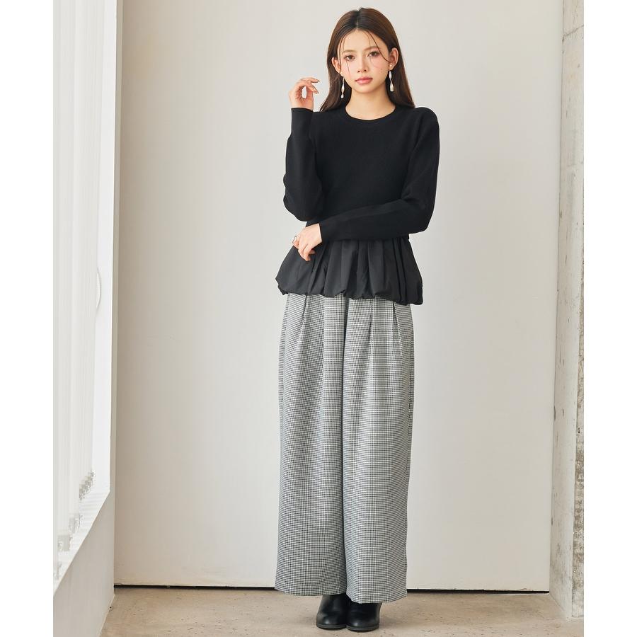 ニットトップス レディース ニット セーター プルオーバー 春 秋 冬 秋冬 ペプラム 異素材ドッキング 裾切り替え 裾フリル 長袖 ドロップショルダ |  | 16