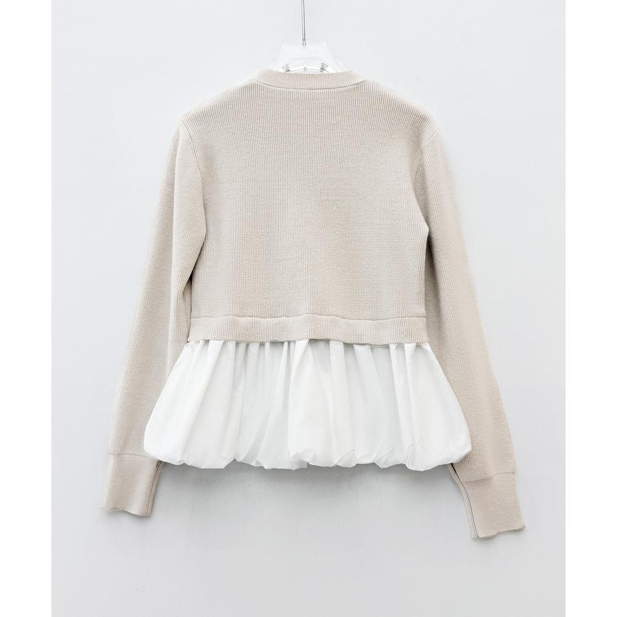 ニットトップス レディース ニット セーター プルオーバー 春 秋 冬 秋冬 ペプラム 異素材ドッキング 裾切り替え 裾フリル 長袖 ドロップショルダ |  | 03