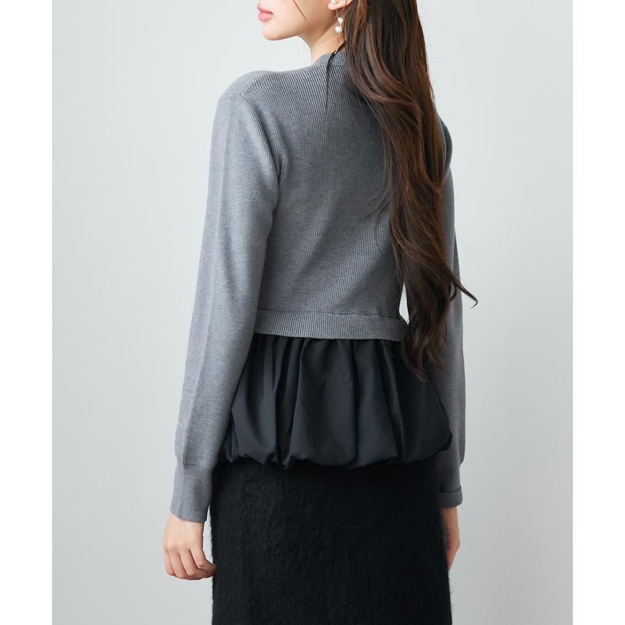 ニットトップス レディース ニット セーター プルオーバー 春 秋 冬 秋冬 ペプラム 異素材ドッキング 裾切り替え 裾フリル 長袖 ドロップショルダ |  | 07