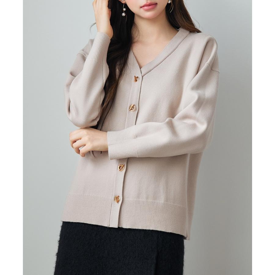 ニット レディース トップス カーディガン ニットカーデ 長袖 温かい ゴールドボタン ハトメボタン Vネック やや厚手ドロップショルダー 大きめ ゆ |  | 11