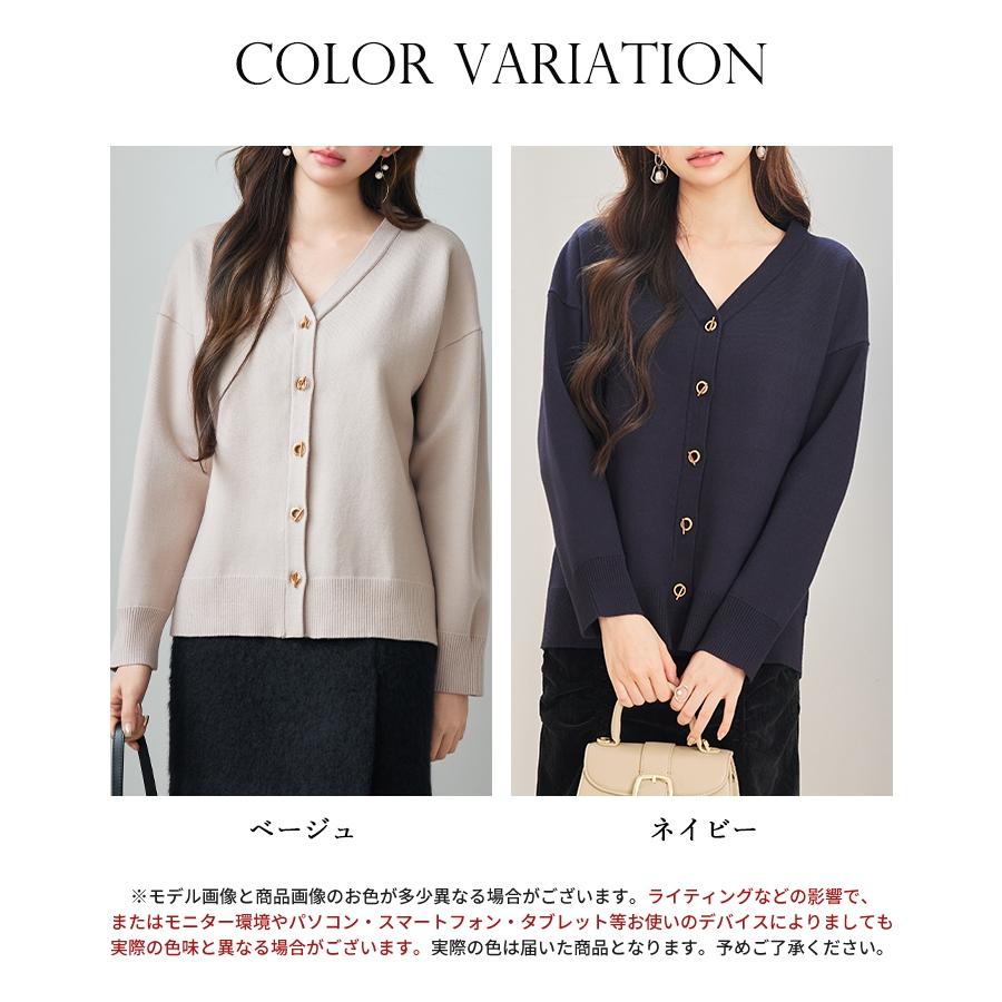 ニット レディース トップス カーディガン ニットカーデ 長袖 温かい ゴールドボタン ハトメボタン Vネック やや厚手ドロップショルダー 大きめ ゆ |  | 01
